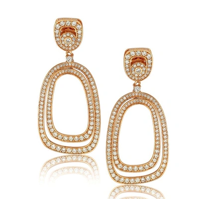 Suzy Levian Rose Sterling Silver Cubic Zirconia Earrings In Pink
