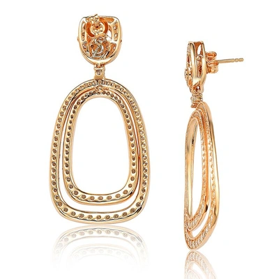 Suzy Levian Rose Sterling Silver Cubic Zirconia Earrings In Pink