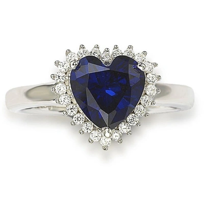 Shop Suzy Levian Sterling Silver Blue Heart Cubic Zirconia Ring