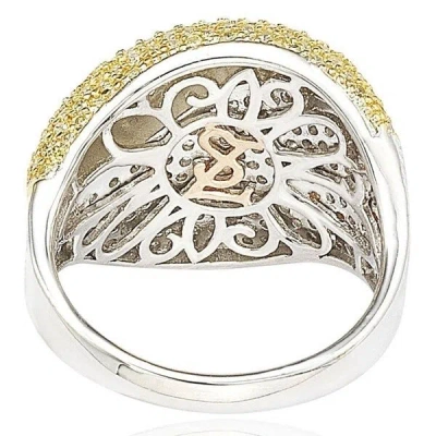 Suzy Levian Sterling Silver Cubic Zirconia Pave Yellow And White Curvy Ring