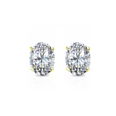 Suzy Levian Yellow Sterling Silver Oval Cut 1.50cttw Cubic Zirconia Earring Studs