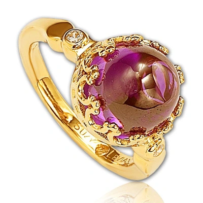 Shop Suzy Levian Gold Plated Sterling Silver Purple Cubic Zirconia Cocktail Ring