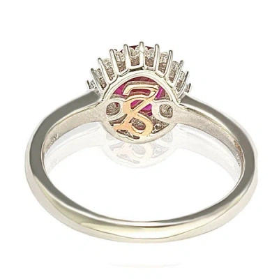Suzy Levian Sterling Silver Created Ruby Cubic Zirconia Halo Ring In Red