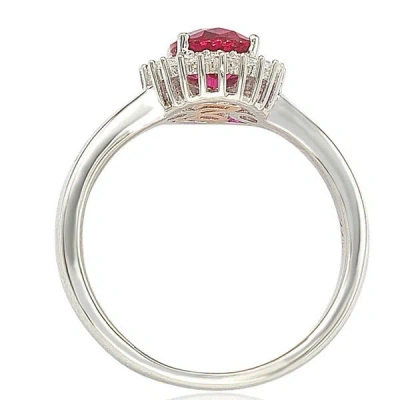 Suzy Levian Sterling Silver Created Ruby Cubic Zirconia Halo Ring In Red