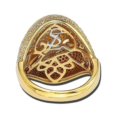 Suzy Levian Goldplated Red And White Cubic Zirconia Micro Pave Ring In Yellow
