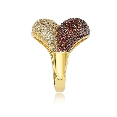 Suzy Levian Goldplated Red And White Cubic Zirconia Micro Pave Ring In Yellow