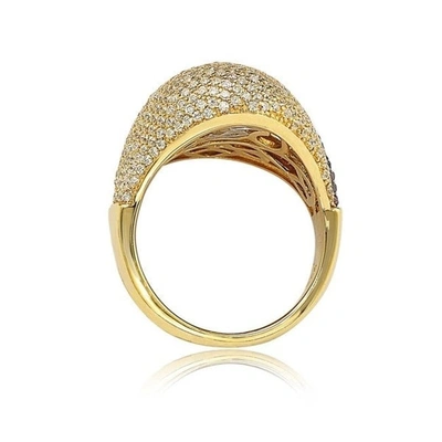 Suzy Levian Goldplated Red And White Cubic Zirconia Micro Pave Ring In Yellow