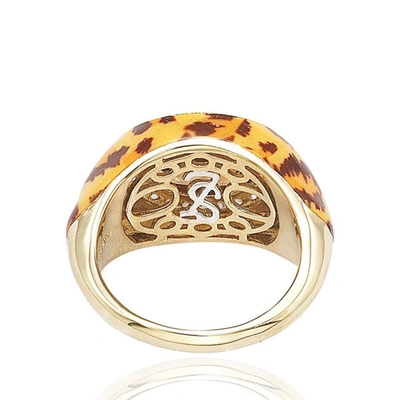 Shop Suzy Levian Gold Plated Sterling Silver Oval Brown Cubic Zirconia Animal Print Ring