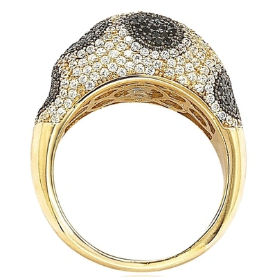 Suzy Levian Sterling Silver Pave Cubic Zirconia Ring In Yellow