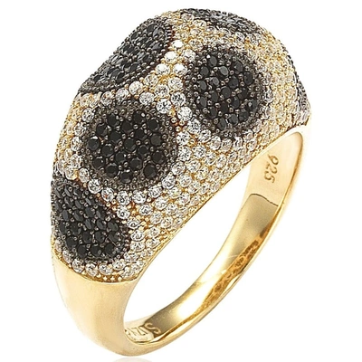 Suzy Levian Sterling Silver Pave Cubic Zirconia Ring In Yellow