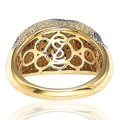 Suzy Levian Sterling Silver Pave Cubic Zirconia Ring In Yellow
