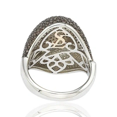 Suzy Levian Sterling Silver Brown Cubic Zirconia Micro Pave Ring
