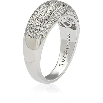 Suzy Levian Sterling Silver Cubic Zirconia Anniversary Band In White