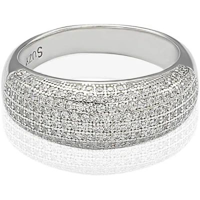 Suzy Levian Sterling Silver Cubic Zirconia Anniversary Band In White