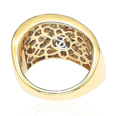 Suzy Levian Brown And White Cubic Zirconia Sterling Silver Leaf Ring