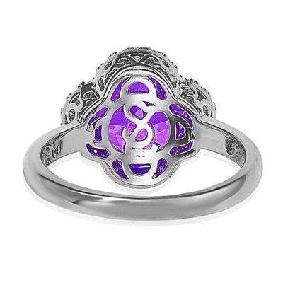 Shop Suzy Levian Sterling Silver Purple Cubic Zirconia Halo Ring