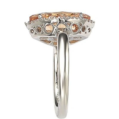 Shop Suzy Levian Sterling Silver Marquise-cut Cubic Zirconia Halo Ring In Orange