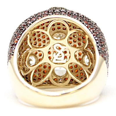 Suzy Levian Sterling Silver Pave Cubic Zirconia Reddish Brown Ring