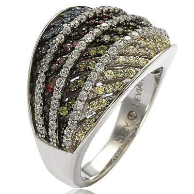 Suzy Levian Sterling Silver Cubic Zirconia Multi-color Pave Ring