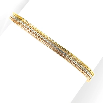 Suzy Levian Tri-tone Sterling Silver Cubic Zirconia Bracelet In Multi