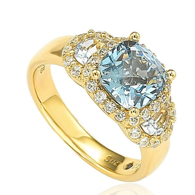 Shop Suzy Levian Gold Plated Sterling Silver Blue Cubic Zirconia Ring