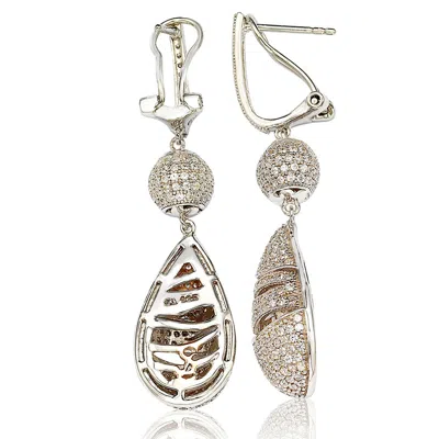 Suzy Levian Cubic Zirconia Sterling Silver Dangle Drop Earrings In White