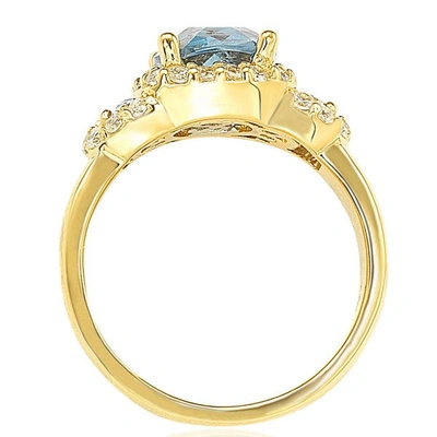 Shop Suzy Levian Gold Plated Sterling Silver Blue Cubic Zirconia Ring