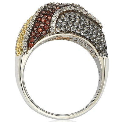 Suzy Levian Sterling Silver Cubic Zirconia Multi-color Wavy Ring
