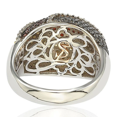 Suzy Levian Sterling Silver Cubic Zirconia Multi-color Wavy Ring