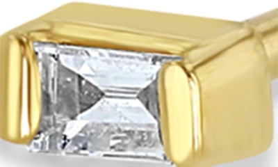 Shop Zoë Chicco White Diamond Baguette Stud Earring In 14k Yellow Gold