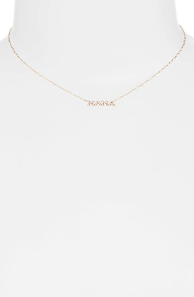 Shop Zoë Chicco Mama Diamond Script Pendant Necklace In 14k Yellow Gold