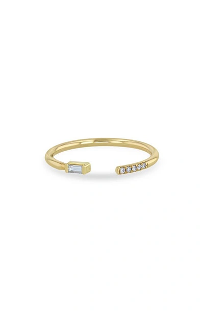 Shop Zoë Chicco Mixed Open Diamond Ring In Yellow Gold