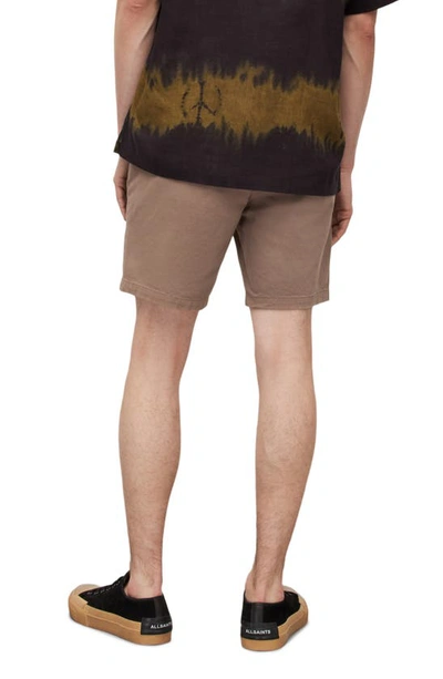 Shop Allsaints Neiva Flat Front Stretch Twill Shorts In Earthy Brown