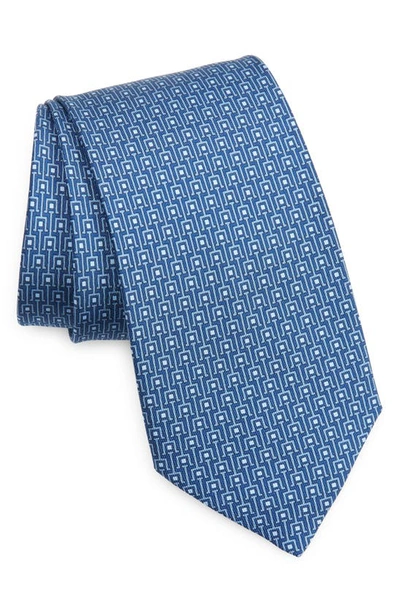 Shop Ferragamo Scala Silk Tie In F.marine