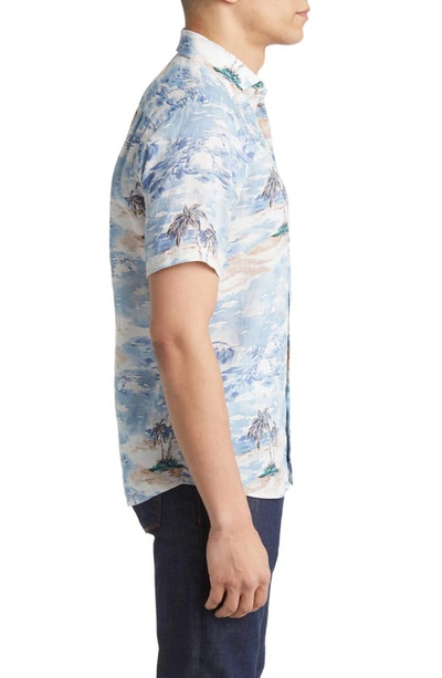 Shop Peter Millar Crown Crafted Tropics Linen Sport Shirt In Blue Frost