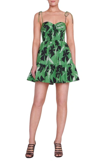 Shop Staud Landry Pinwheel Print Stretch Cotton Dress In Green Pinwheel