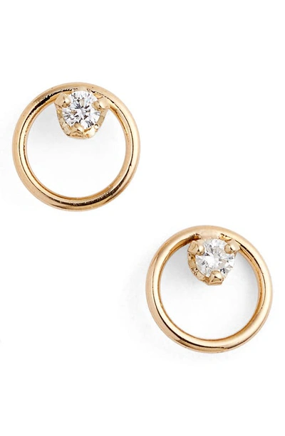Zoë Chicco 14k Yellow Gold Paris Small Circle Diamond Earrings In 14k Yellow Gold