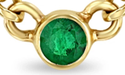 Zoë Chicco 14k Yellow Gold Emerald Solitaire Chain Choker Necklace, 14-16 In 14k Yellow Gold