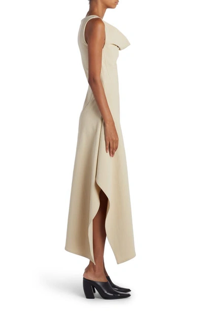 Shop Bottega Veneta Stretch Cotton Blend Asymmetric Dress In 9016 Birch