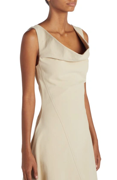 Shop Bottega Veneta Stretch Cotton Blend Asymmetric Dress In 9016 Birch