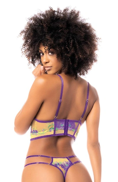 Mapalé Mapale Floral Lace Underwire Longline Bra & Thong Set In Tuscany Yellow