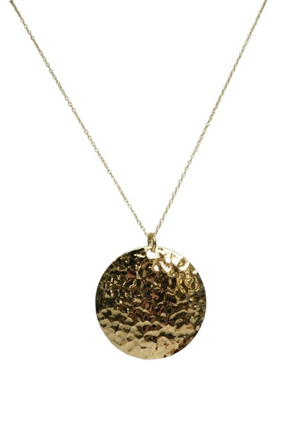 Argento Vivo Hammered Circle Pendant Necklace In Gold