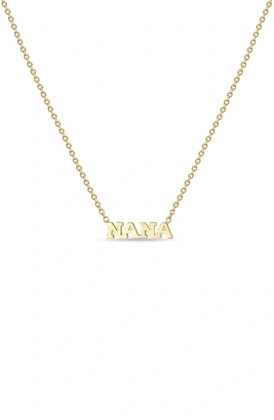 Shop Zoë Chicco Tiny Letters Nana Pendant Necklace In 14k Gold