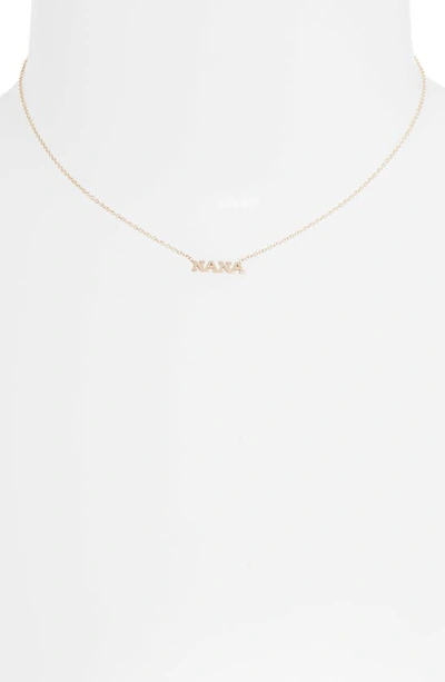 Shop Zoë Chicco Tiny Letters Nana Pendant Necklace In 14k Gold