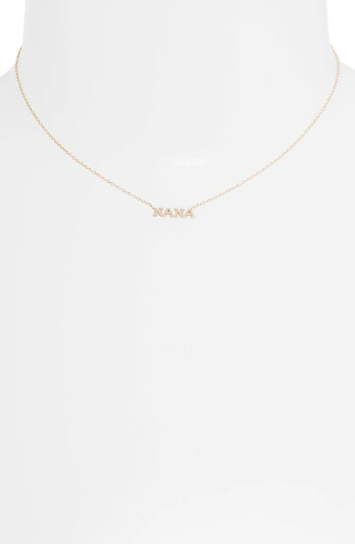 Zoë Chicco Tiny Letters Nana Pendant Necklace In 14k Gold