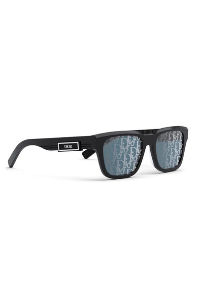 Shop Dior 'b23 S1i 54mm Geometric Sunglasses In Shiny Black / Blue Mirror