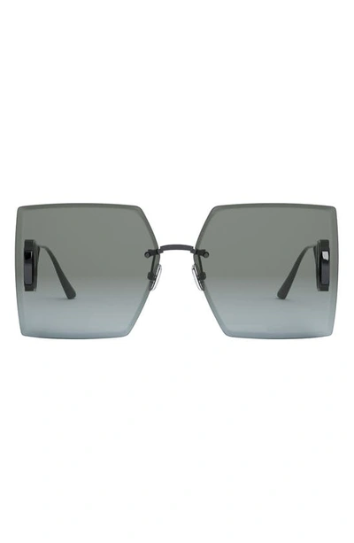 Shop Dior 30montaigne S7u 64mm Square Sunglasses In Shiny Gumetal / Gradient Blue