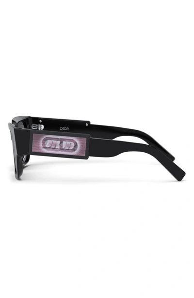 Shop Dior Cd Su 56mm Square Sunglasses In Shiny Black / Smoke