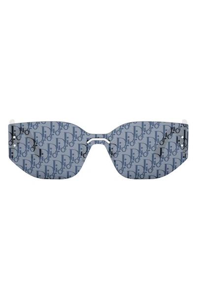 Shop Dior 'club M6u Shield Sunglasses In Shiny Palladium / Smoke Mirror