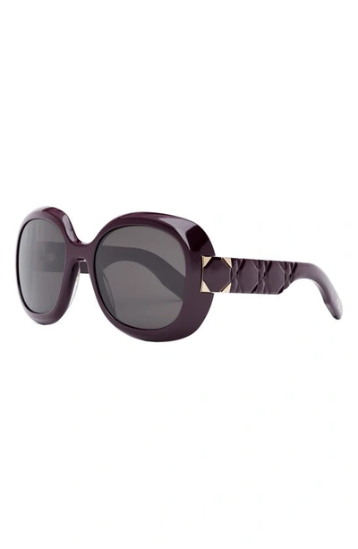 Dior Lady 9522 R2i Round Acetate Sunglasses In Purple/gray Solid
